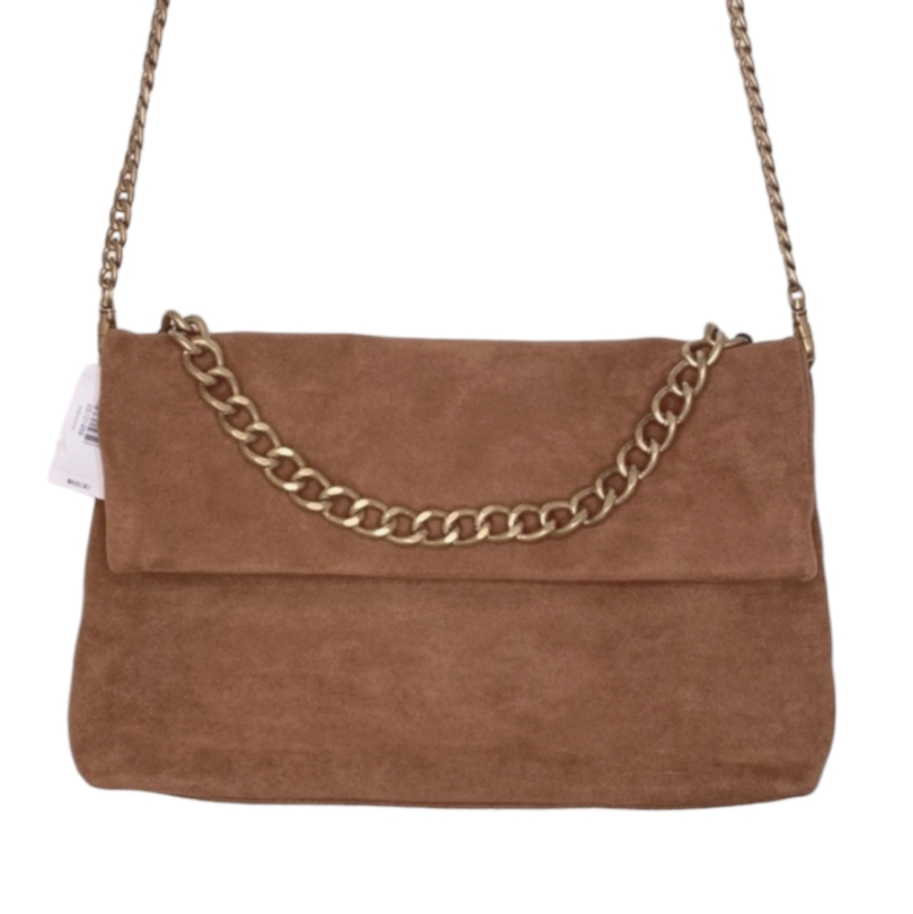 NWT | Express Suede Handbag | Clutch with Golden | Bronze Accents - Picture 1 of 12